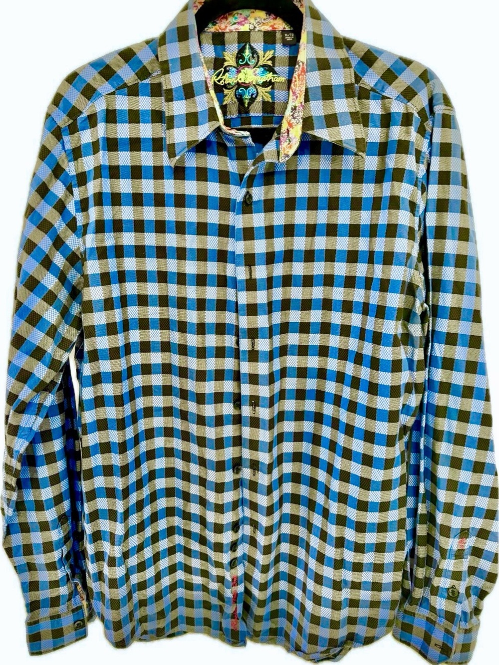 Robert Graham Blue and Black Check Long-Sleeve Button Shirt